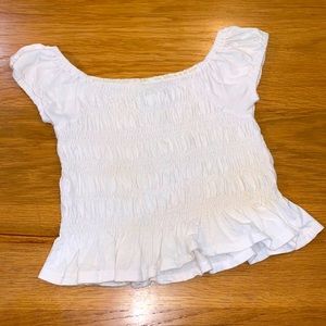 HAVEN GIRL Size 5 Ruched White T-shirt Top ~Girls Summer Tee